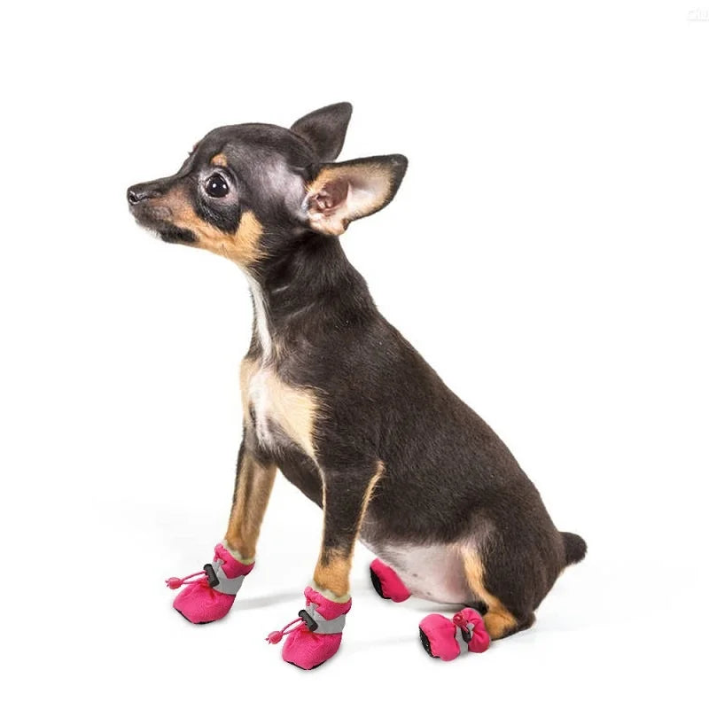 4pcs/set Waterproof Pet Dog Shoes  Anti-slip Rain Boots Footwear for Small Cats Dogs Puppy Dog Pet Booties Pet Paw Accessories