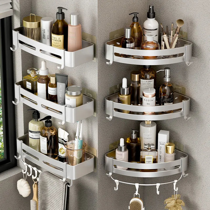 Bathroom Shelf / No Drill / Wall Mounted / Shampoo Bottle, Shower Corner Rack. Storage Rack For Toilet / Kitchen