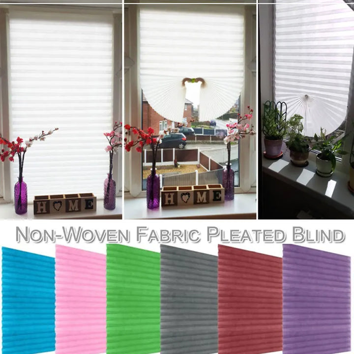 Zebra Pleated Roller Blinds Self-Adhesive, Non-Woven, UV Protection, Window Shade Blackout Curtain For Bedroom, Living Room, Balcony