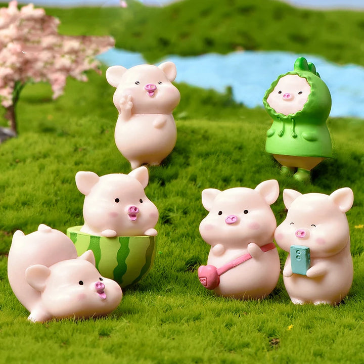 Kawaii Pig Resin Figurines DIY Home Decoration Fairy Garden Miniatures Decor