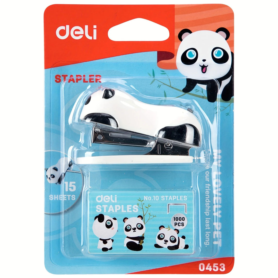 DELI Cartoon Mini Stapler Set Stapling Machine With 1000 Pcs | No.10 Staples Office School Binding Supplies | Manual Cute Staplers