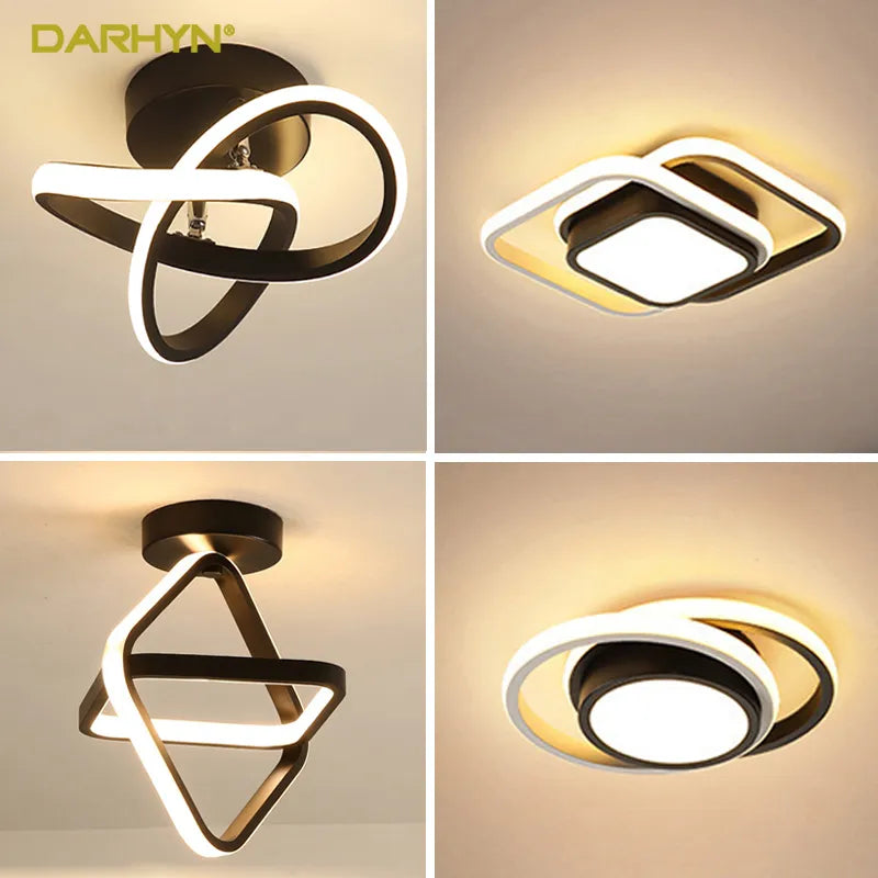 Small Modern LED Ceiling Light, 2 Rings Creative Design, Ceiling Lamp, Indoor Lighting Fixtures, Hallway, Balcony, Aisle, Office