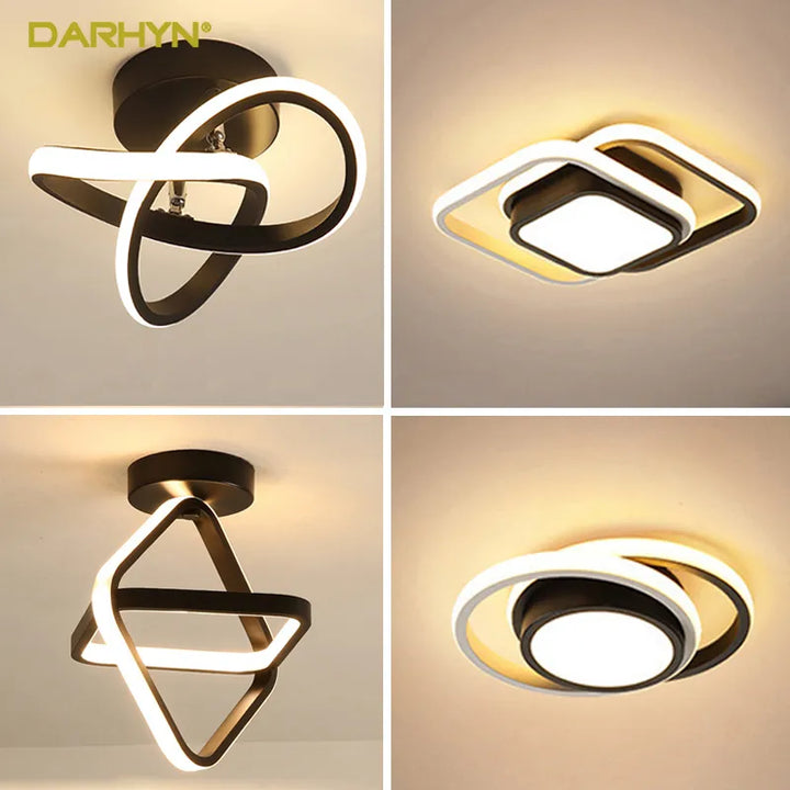 Small Modern LED Ceiling Light, 2 Rings Creative Design, Ceiling Lamp, Indoor Lighting Fixtures, Hallway, Balcony, Aisle, Office