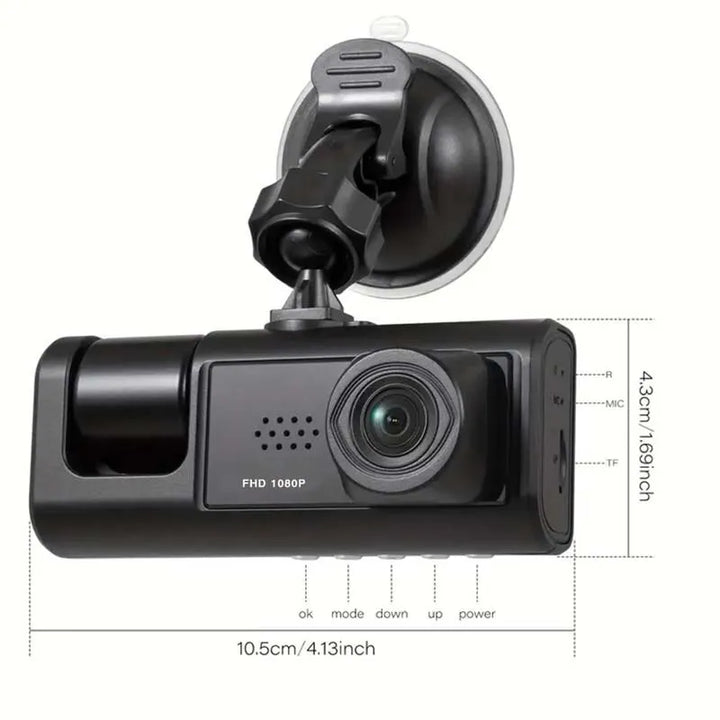 Car Dash Cam With Inside/ Outside Recording, IR Night Vision, Loop Recording & 2" IPS Screen, 1080 Pixels Resolution, 2/3 Camera variants