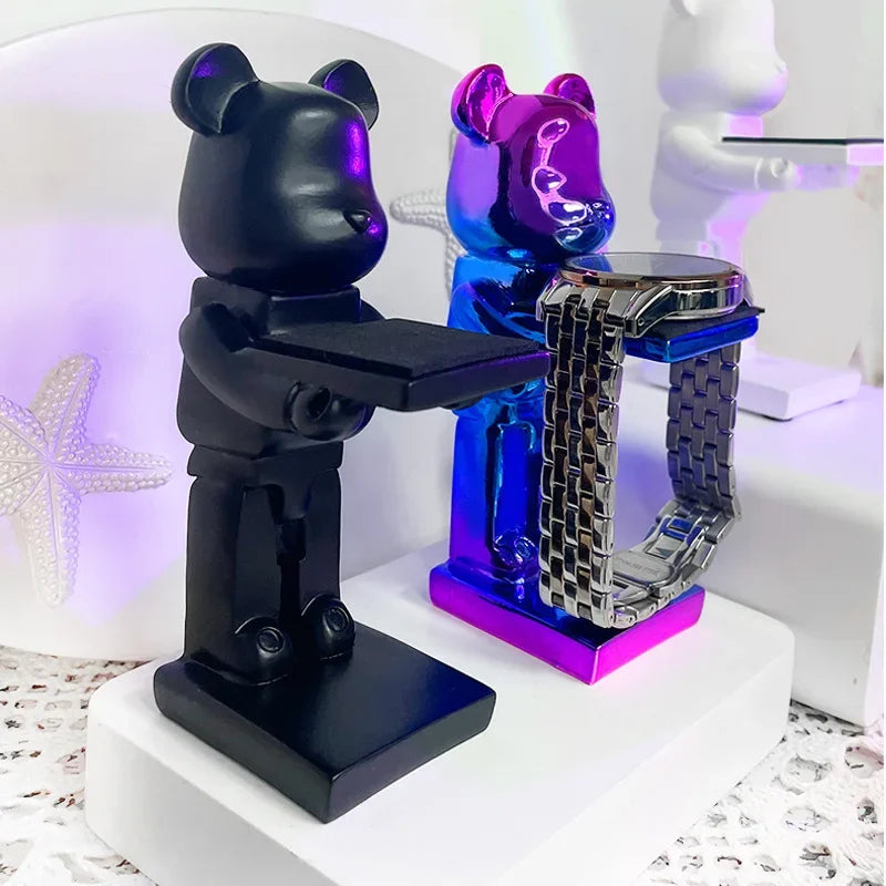 Trendy Watch Display Stand Electroplating Cartoon Bear Jewelry Storage Rack Gifts