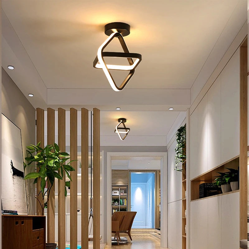 Small Modern LED Ceiling Light, 2 Rings Creative Design, Ceiling Lamp, Indoor Lighting Fixtures, Hallway, Balcony, Aisle, Office