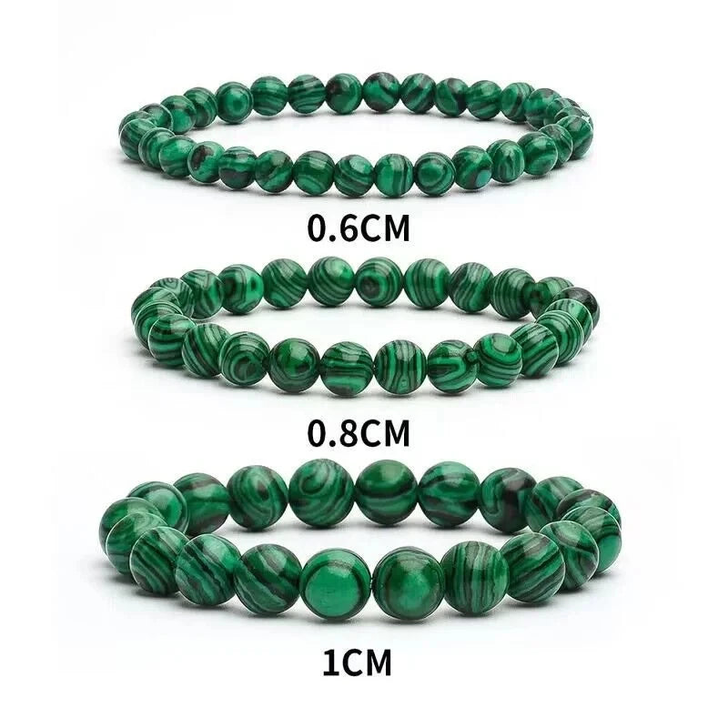 10mm Energy Yoga Bracelet Green Malachite Handmade Beaded Bracelet