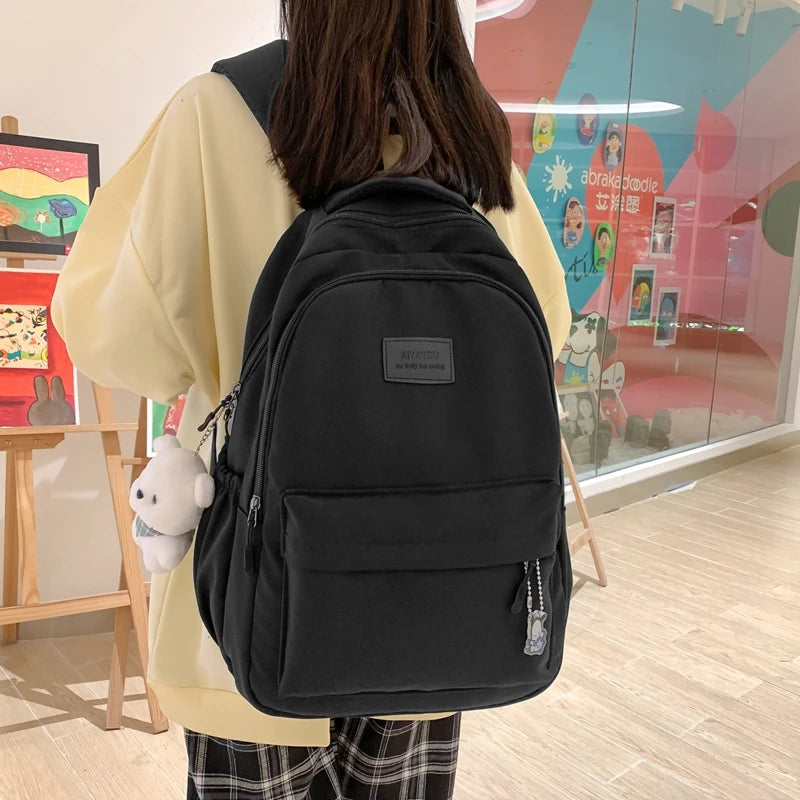 Waterproof Bag Backpack|Nylon Rucksack Fashionable For Girls| Women Shoulder High School Black Backpack