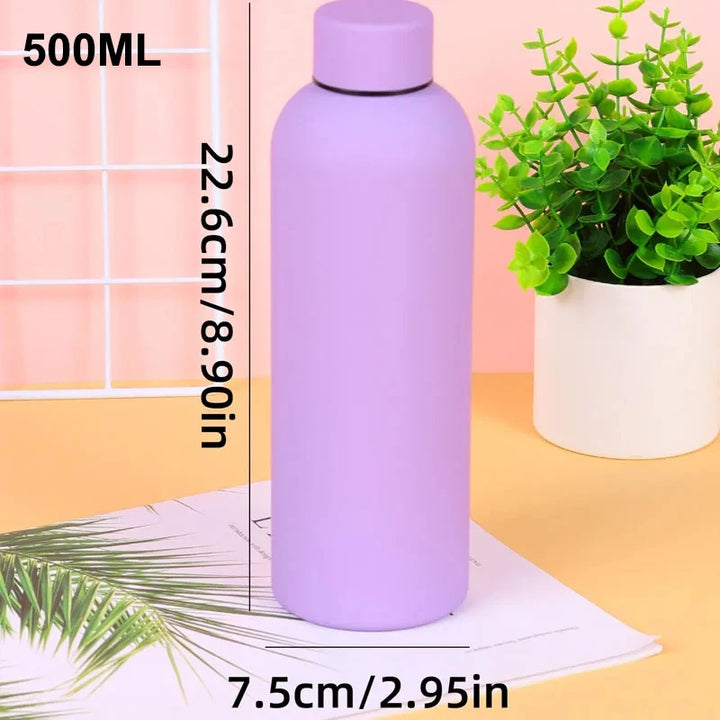 500/750ML Small Mouth Thermos Cup | Outdoor Stainless Steel Bottle, Rubber Paint Sports Kettle, Thickened Double Water Cup