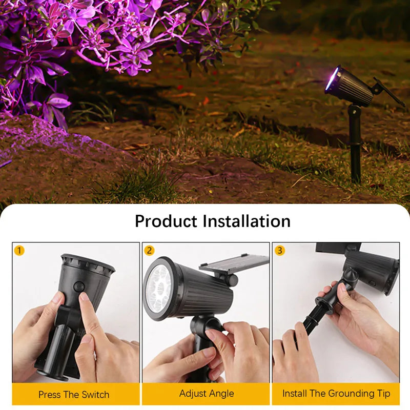 9 LEDs Solar Spotlights, Outdoor, IP65 Waterproof, Spot Lights, Brightness Adjustable for Garden, Backyard, Driveway, Patio, Lawn Decor