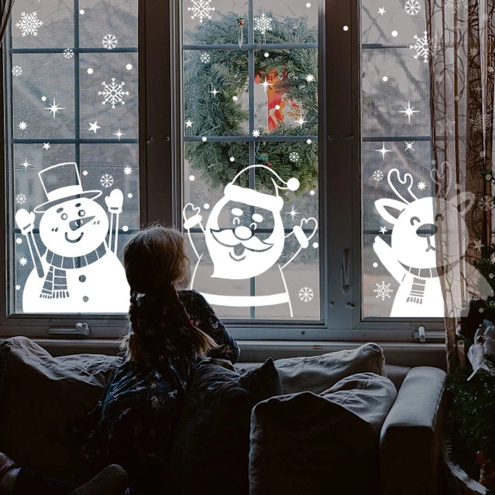 santa claus snowman window stickers