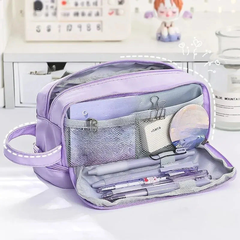 Pencil Bag for School Students with Large Capacity Multi-functional Pen Case | Macaron Color Matching Cute Pencil Case