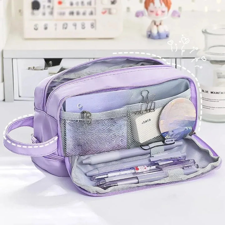 Pencil Bag for School Students with Large Capacity Multi-functional Pen Case | Macaron Color Matching Cute Pencil Case