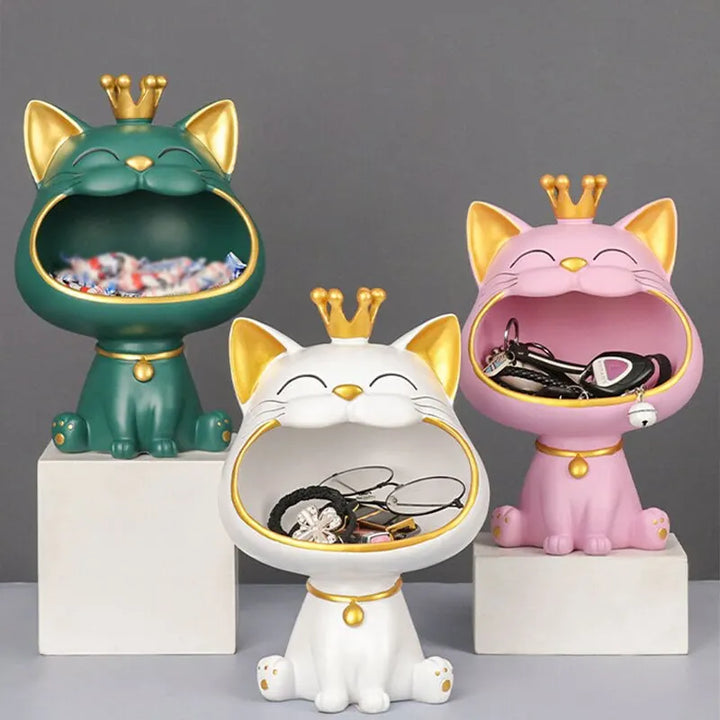 Cat Key Storage Tray Luxurious Decorative Sculpture Elegant House Warming Gift Ornament