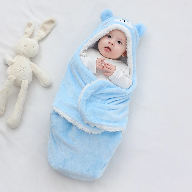 Soft Baby Sleeping Bags Warm Autumn and Winter Newborn Baby Wrap Blankets CartoonCocoon for babies Flannel  Baby Sleepsack 0-9M