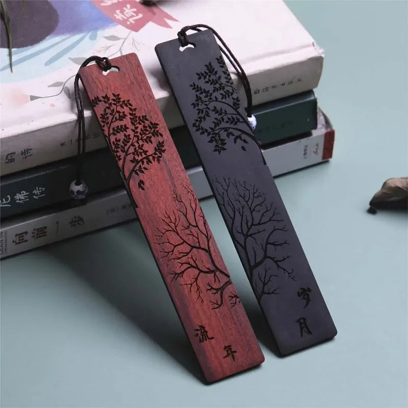 1 Pc Wooden Bookmark | Retro Carving Mahogany Bookmark For School & Office Stationery Accessories