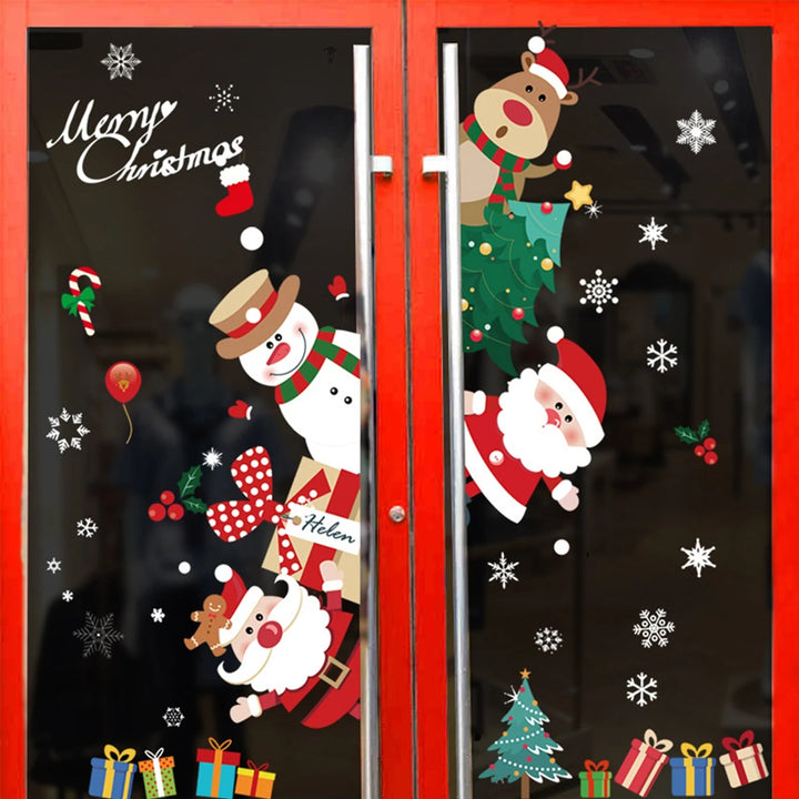 Christmas Window Sticker Merry Christmas Decorations For Home 2024 Cristmas Ornament Xmas Navidad Natal Gifts New Year 2024