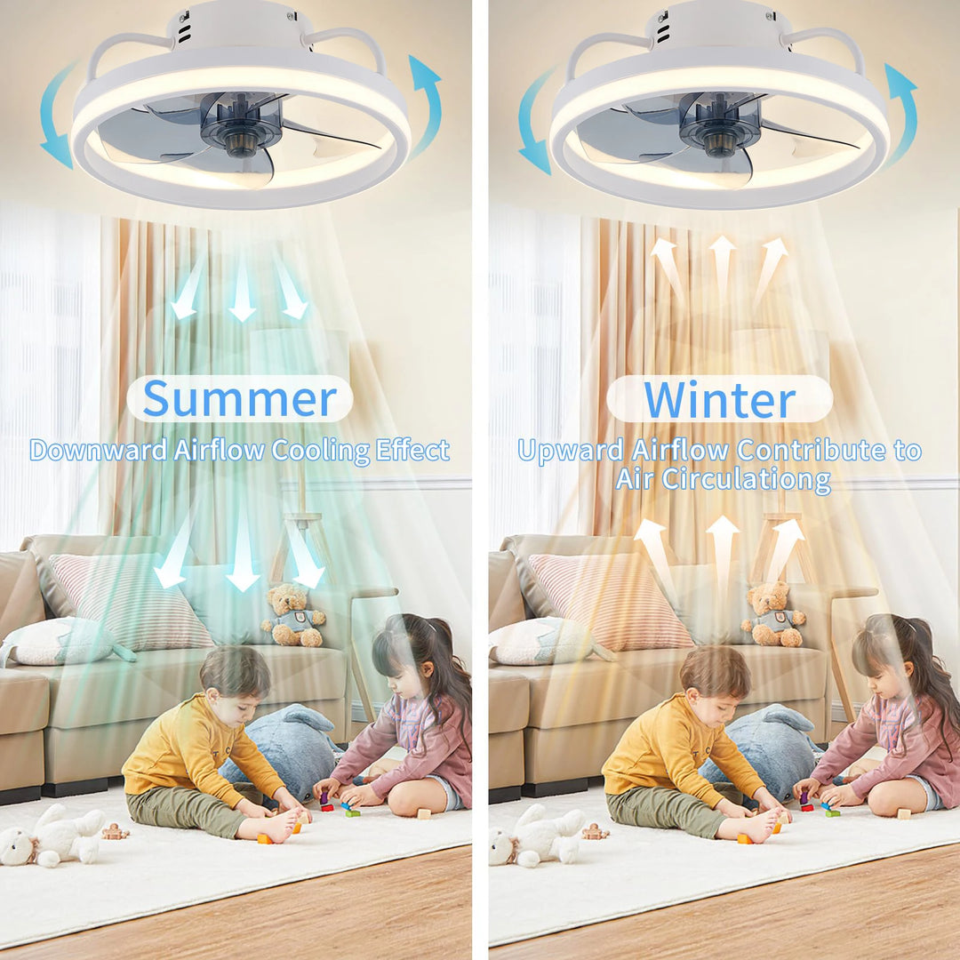 55W Smart Ceiling Fan Fans With Lights, Remote Control. perfect For Bedroom Decor, Ventilation, 33cm Air Invisible Blades, Silent Operation