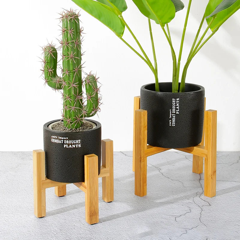 Small Durable Wood Planter | Bonsai Holder Home Garden Indoor Outdoor Plant Display Stand