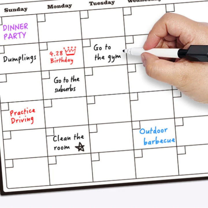 Magnetic Dry Erase Calendar for Refrigerator - Monthly Planner,  Message Board, Whiteboard For Kitchen Decor