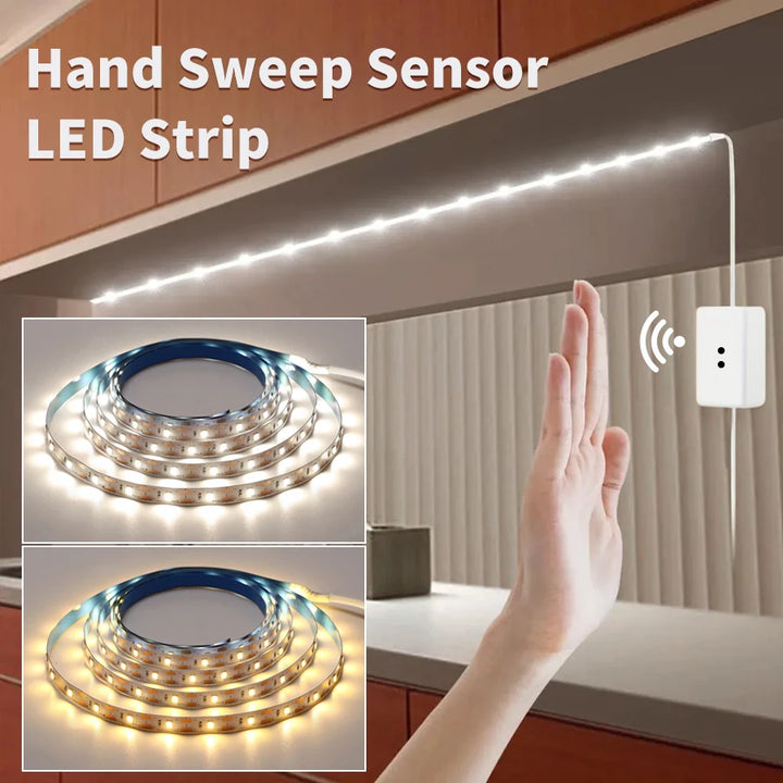 Hand sweep LED strip lights with motion sensor