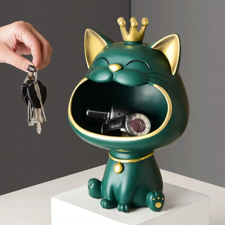 Cat Key Storage Tray Luxurious Decorative Sculpture Elegant House Warming Gift Ornament