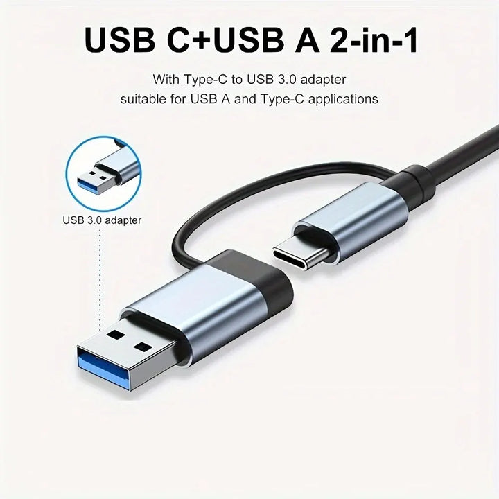 8 In 2 USB HUB With Splitter Card Reader, USB C Port, USB 3.0 / 2.0, SD/TF Splitter Card Reader, Docking Station