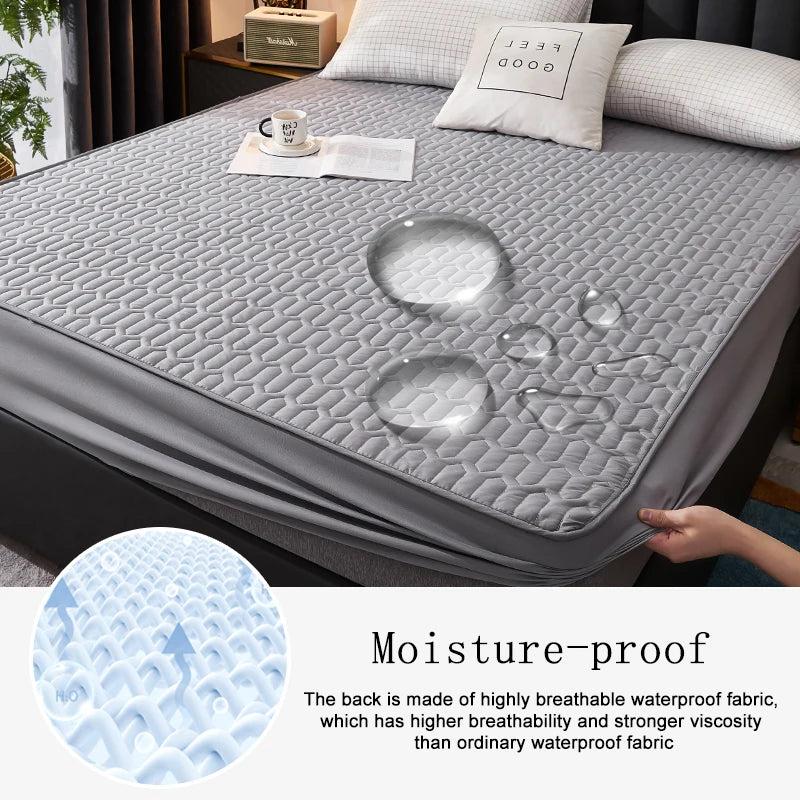 Waterproof Thicken Mattress Cover Quilted Latex Mat Bed Covers Pad Skin-Friendly Fitted Sheet Protector Bedspread150/160/180x200