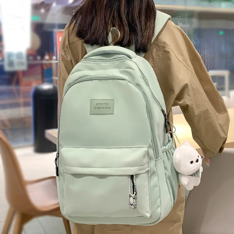 Waterproof Bag Backpack|Nylon Rucksack Fashionable For Girls| Women Shoulder High School Black Backpack