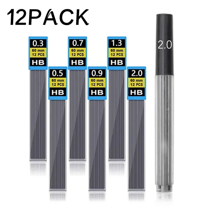 0.3 0.5 0.7 0.9 1.3 2.0mm Mechanical Pencil Lead | HB Refill Leads for Press Automatic Pencil | Student Stationary Supplies