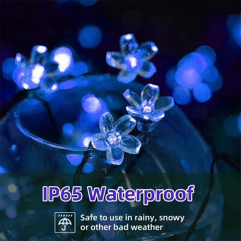 Solar Garden Light Flower - Outdoor Waterproof Fairy Simulation Floral Garlands Lamp