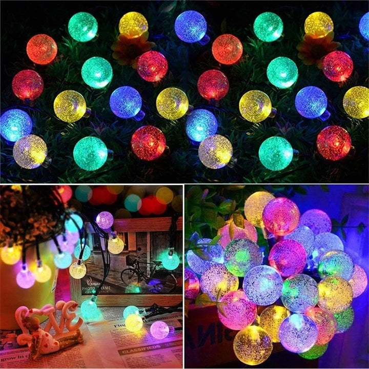 Outdoor Solar String Lights 200 LED Crystal Globe Lights Waterproof Solar Festoon Fairy Light for Garden, Christmas, Ramadan Decoration