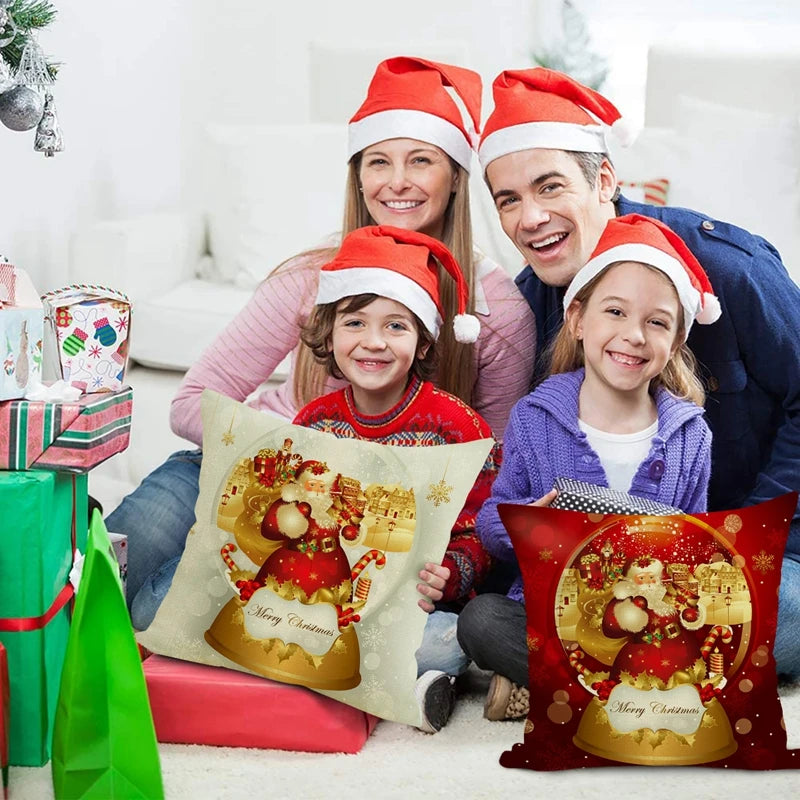 Christmas Cushion Cover Merry Christmas Decorations for Home 2024 Christmas Ornament Navidad Noel Xmas Gifts Happy New Year 2024