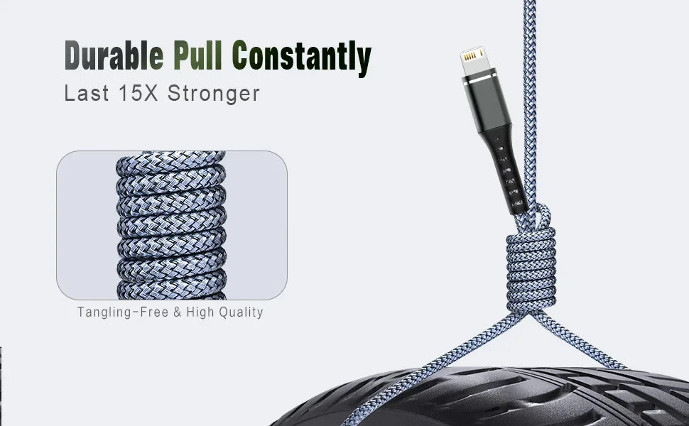 Original Lightning Cable USB Fast Charging Wire for iPhone 14 8 7 6S Plus X XR XS 13 12 11 Pro Max SE Nylon Braided Charger Cord