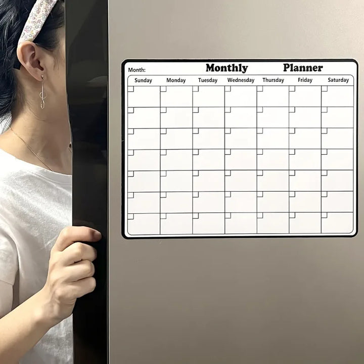 Magnetic Dry Erase Calendar for Refrigerator - Monthly Planner,  Message Board, Whiteboard For Kitchen Decor