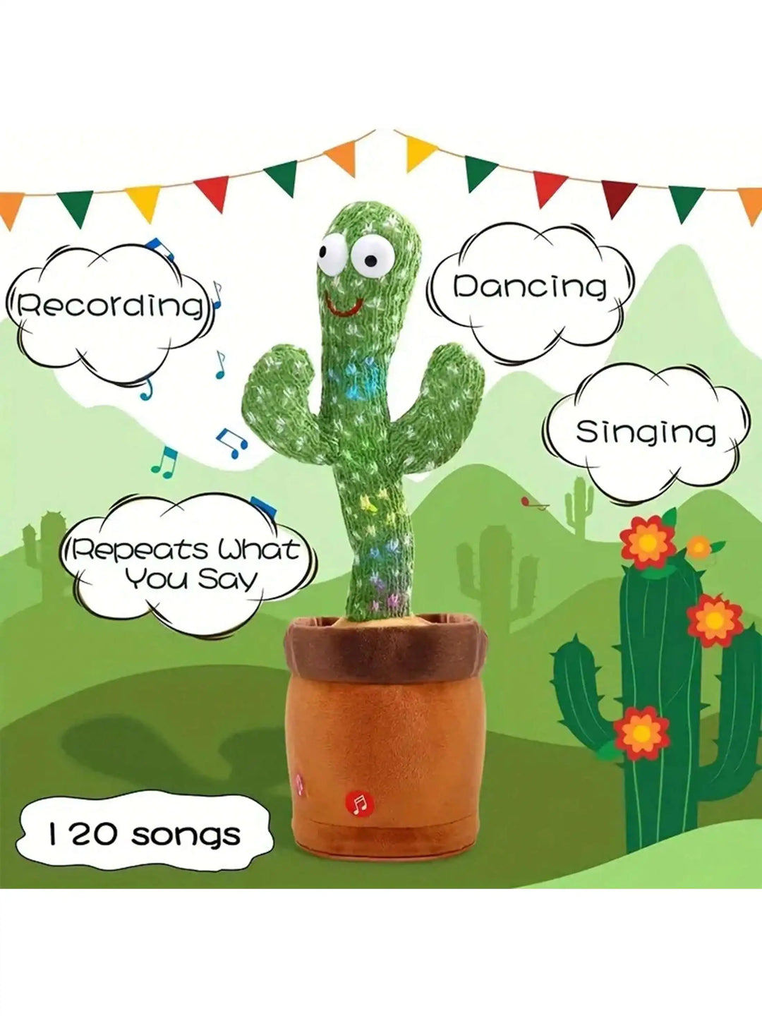 Singing, Dancing, Talking Cactus Toys For Kids. Mimicking Recording Repeating Sound