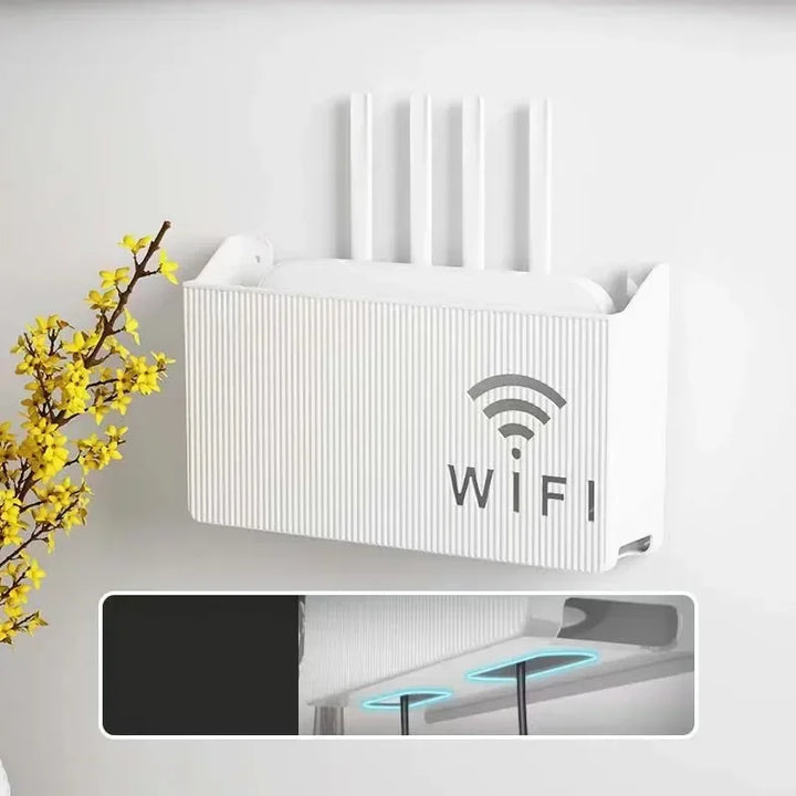 Wall Mounted Wireless Wi-Fi Router Shelf ABS Plastic Storage Box, Router Rack, Cable Power Bracket Organizer Home & Office