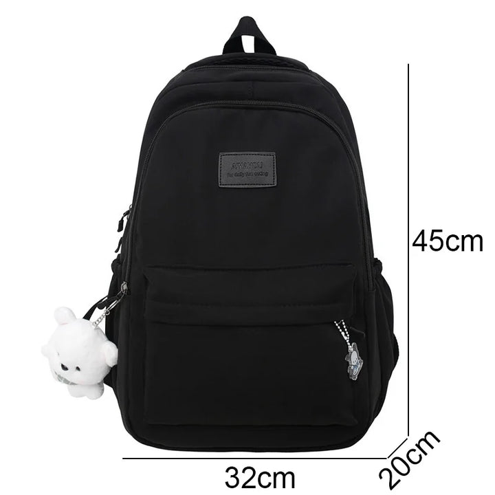 Waterproof Bag Backpack|Nylon Rucksack Fashionable For Girls| Women Shoulder High School Black Backpack