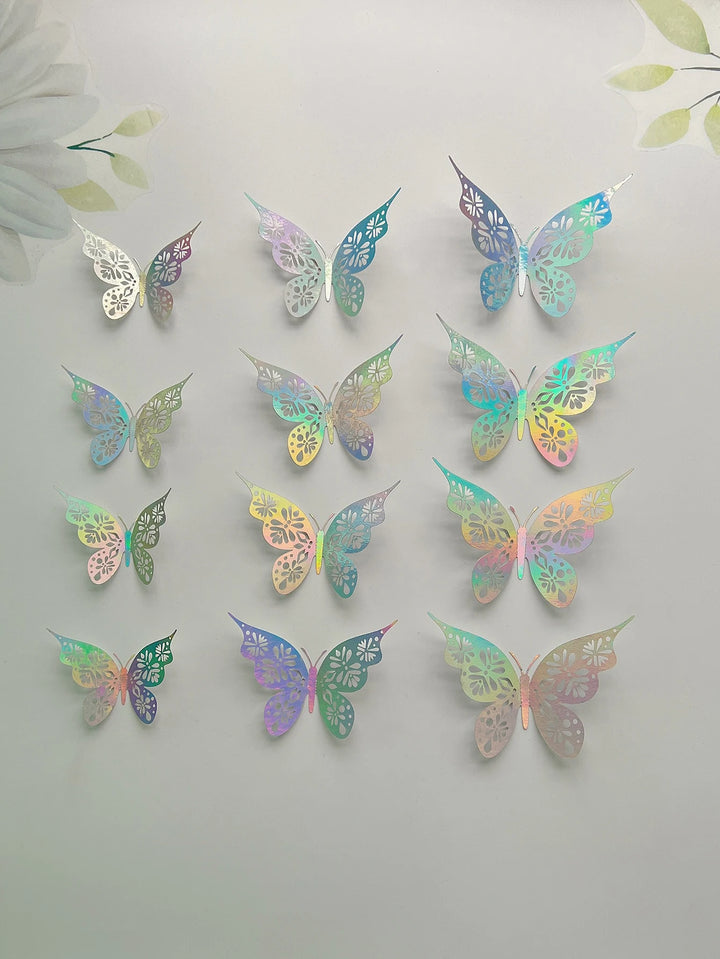 Set of 12 colorful 3D butterfly wall stickers