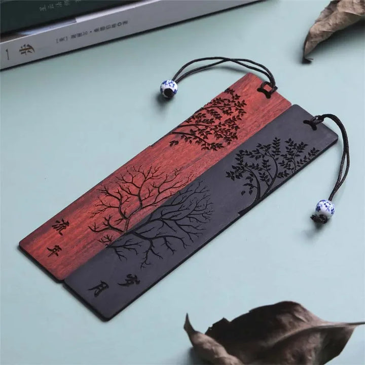 1 Pc Wooden Bookmark | Retro Carving Mahogany Bookmark For School & Office Stationery Accessories