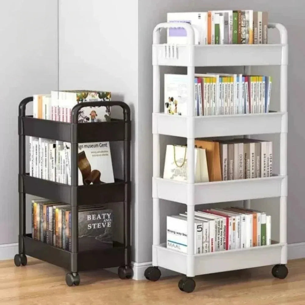 3/4 Tier Mobile Storage Rack Trolley Organizer With Wheels Plastic  Kitchen Organizers Household Cart Mobile Trolley Bookshelf