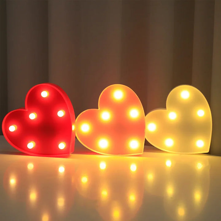 Love Heart LED Lamp Wedding Party Romantic Red Pink Night Light Ornament Birthday Christmas Home Decoration Valentines Day Gift