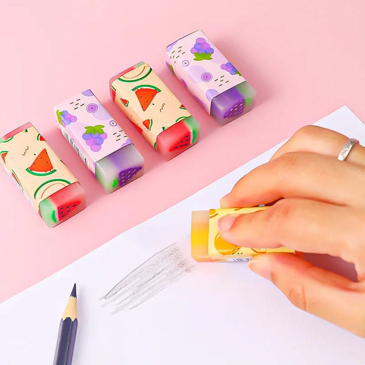 3 Pcs Cartoon Creative Fruit Eraser | Pencil Eraser Children's Stationery