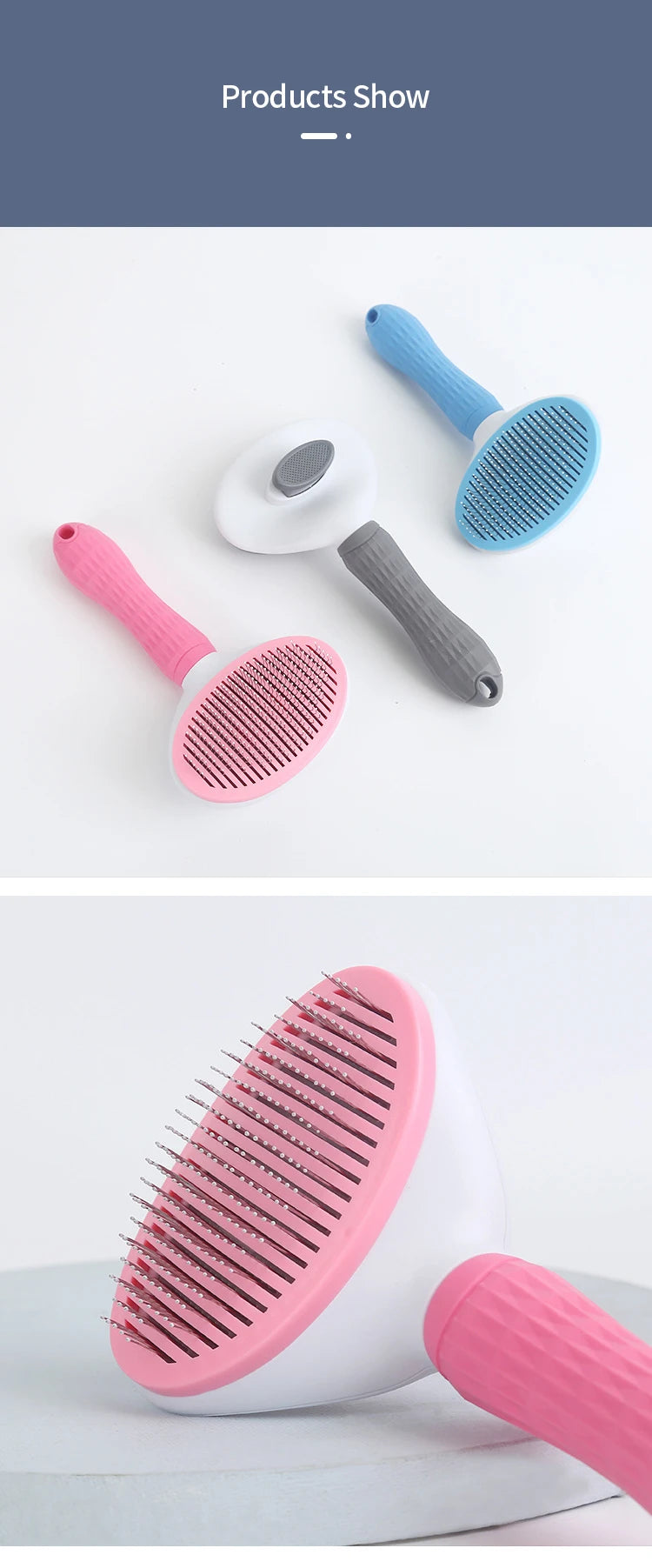 Pet Hair Removal Comb, Non-slip Grooming Brush for Cats
