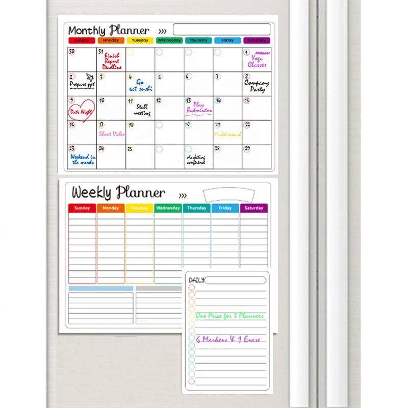 Magnetic Calendar For Fridge Monthly, Weekly, Planner Calendar | Dry Erase Whiteboard