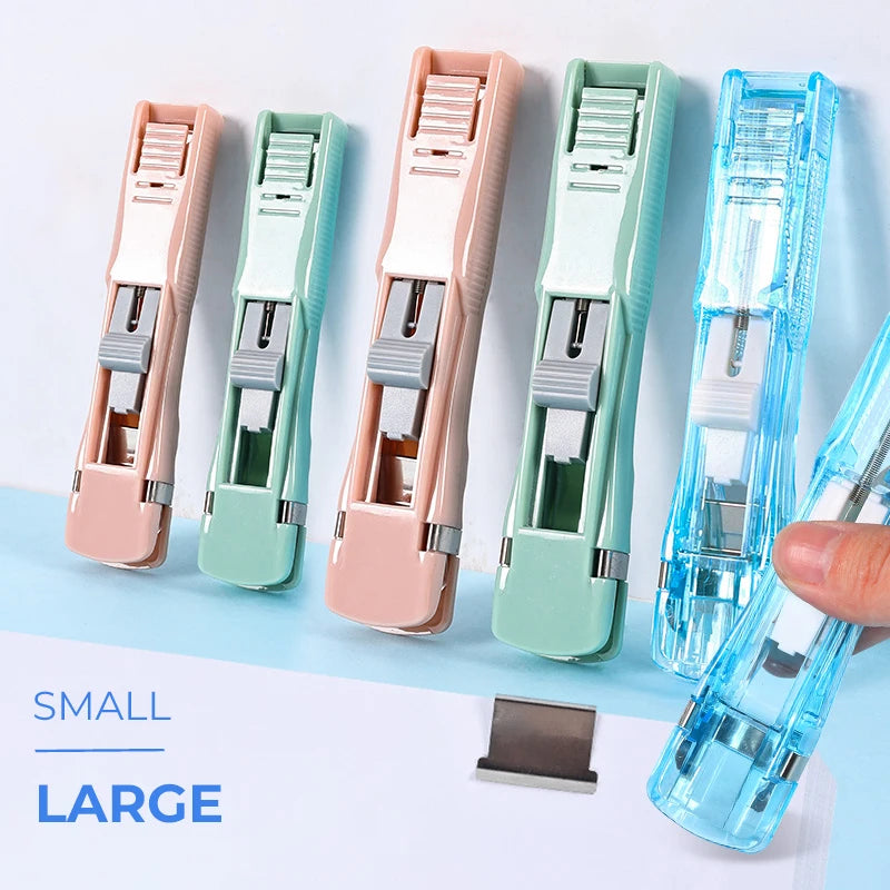 Mini Traceless Reusable Hand Clamp Push Stapler | Paper Book File Binder | Binding Tools Supplies With Accessories