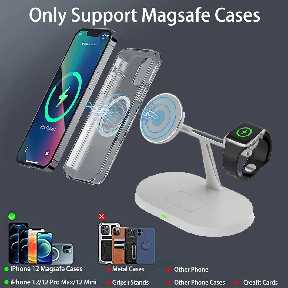 3 In 1 Wireless Fast Charging Station For iPhone 12 13 14 15| Apple Watch 9 8 7 6 5 Series |Airpods 2 3 Pro