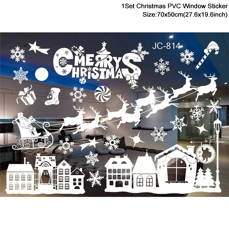 merry christmas pvc window stickers