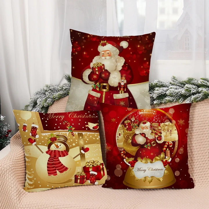 Christmas Cushion Cover Merry Christmas Decorations for Home 2024 Christmas Ornament Navidad Noel Xmas Gifts Happy New Year 2024