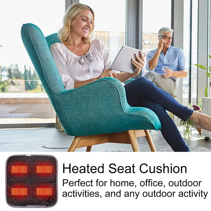 Electric Heated Chair Cushion Portable USB Heating Seat Pad 3 Levels Winter Warm Cushion Mat For Home Office Car Camping Fishing